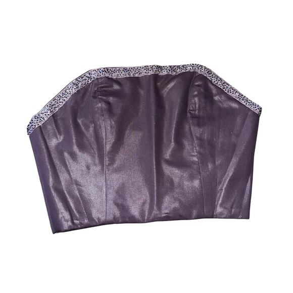 Purple Corset Top Strapless Hook and eye closure sequence trim Size XS Y2K Goth - Picture 1 of 3